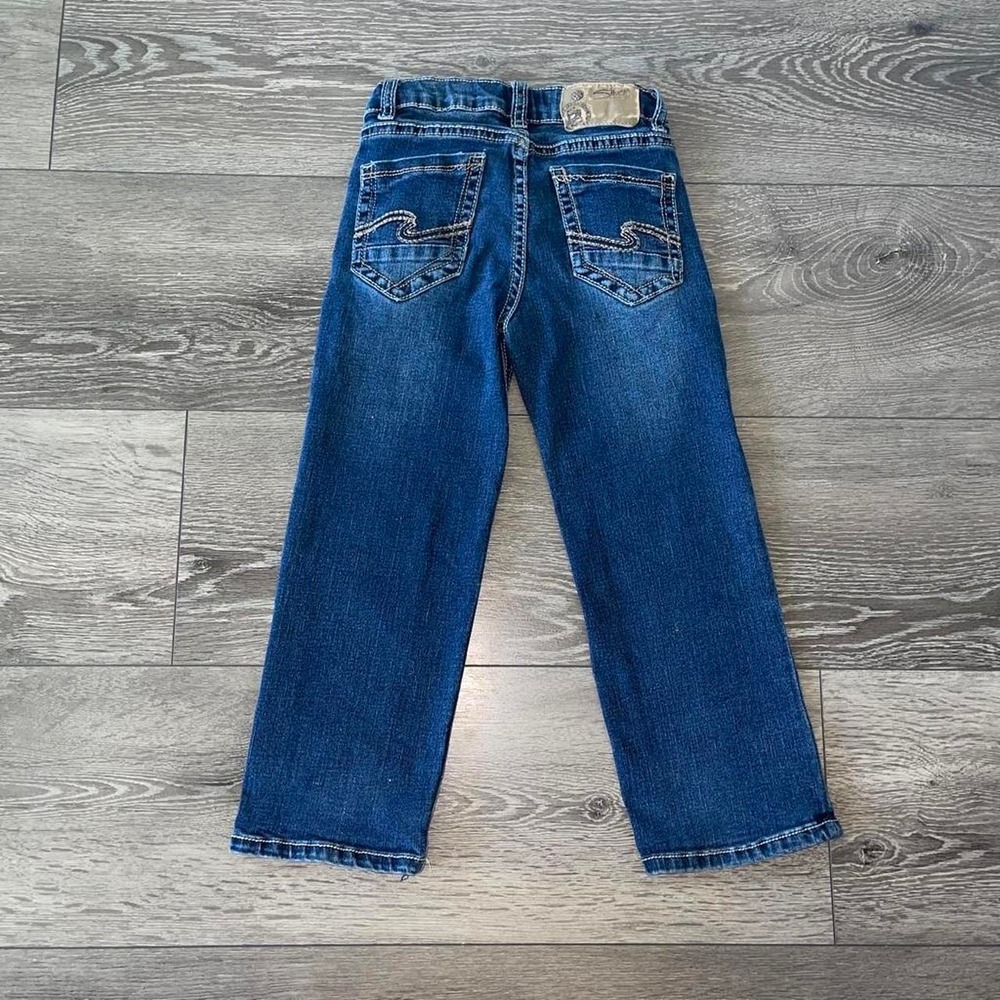 Silver Jeans Co Garret Kids Medium Wash Straight Leg Denim Garret1122 Size 4 - Picture 5 of 6